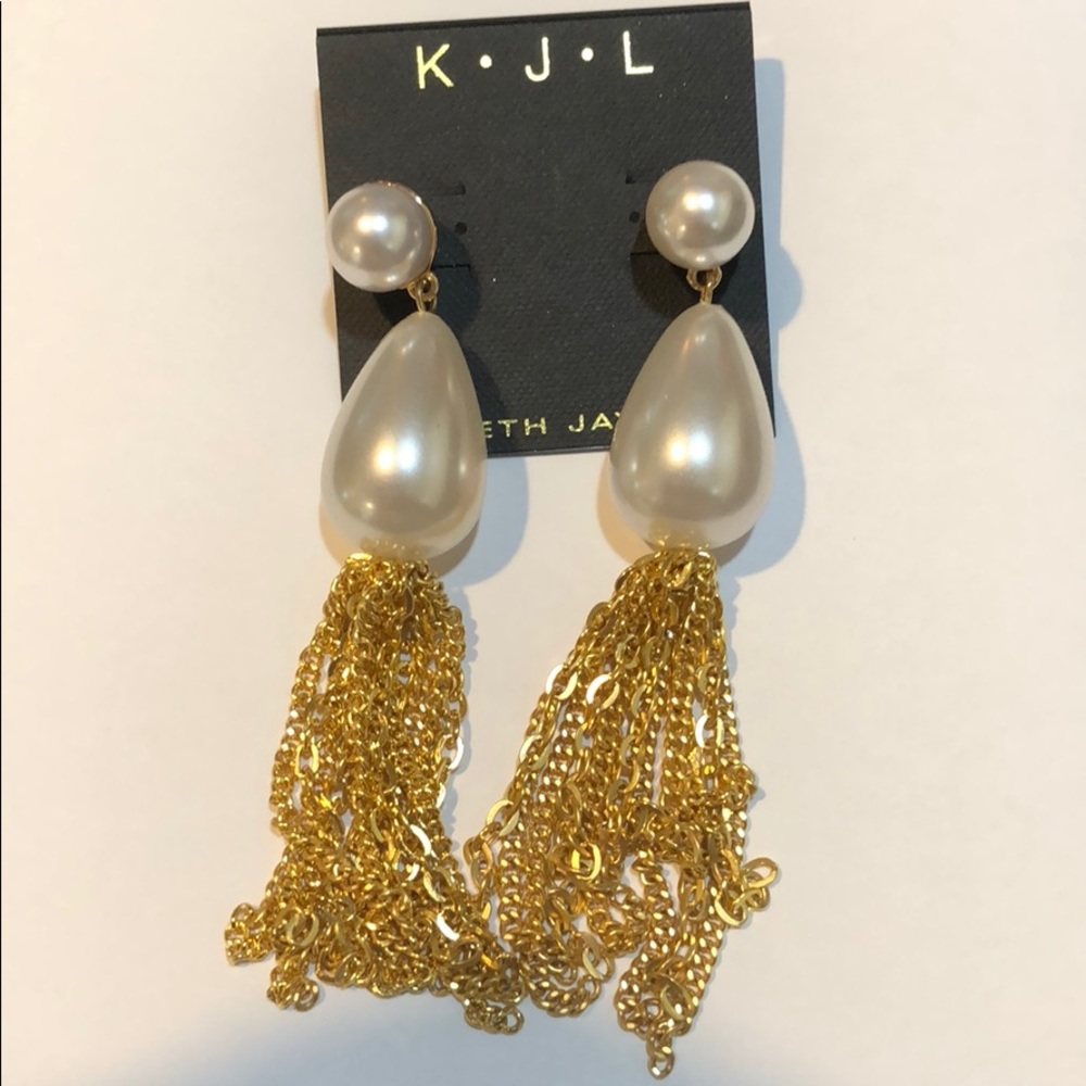 Kenneth Jay Lane Pearl Tassel Earring NWT